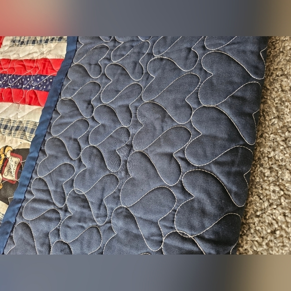 Handmade Quilt with Red and Blue Accents~Fireman - Picture 10 of 12